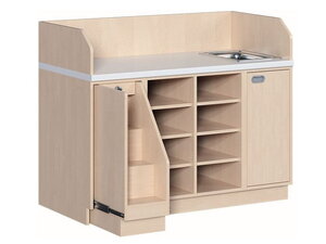 Aankleedtafels 143 cm breed met trap en wasbak