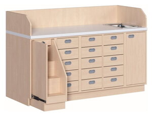 Aankleedtafels 179 cm breed met trap en wasbak