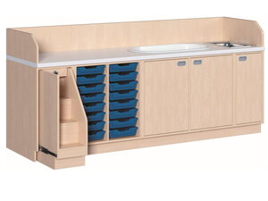 Aankleedtafels 249 cm breed met trap, wasbak en bad