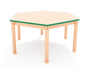 Zeshoekige Verstelbare tafels kinderopvang in meerdere kleuren