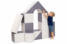 Grote zachte Speelblokken set van 11 stuks Grijs-Wit -Foam Softplay blokken