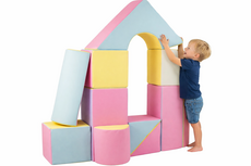 Grote zachte Speelblokken set van 11 stuks Pastel Roze-Geel-Blauw -Foam Softplay blokken