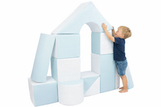 Grote zachte Speelblokken set van 11 stuks Blauw-Wit -Foam Softplay blokken