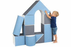 Grote zachte Speelblokken set van 11 stuks Blauw-Wit-Grijs -Foam Softplay blokken