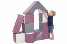 Grote zachte Speelblokken set van 11 stuks Paars-Grijs-Wit -Foam Softplay blokken