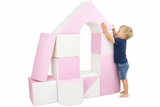 Grote zachte Speelblokken set van 11 stuks Roze-Wit -Foam Softplay blokken